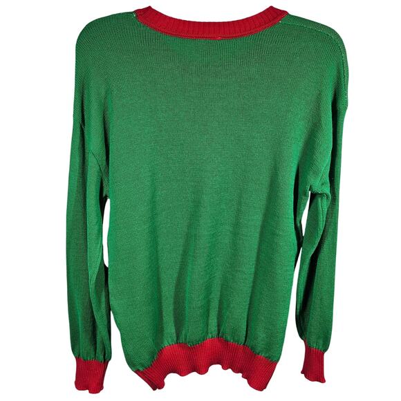 Well Worn Holiday Sweater Green with Red Metallic Bow NWT Women's M - Picture 4 of 8